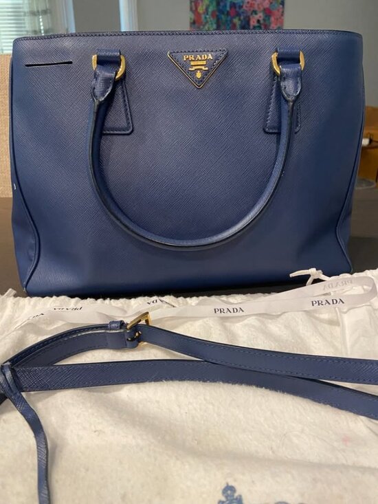 Prada Handbags - PRADA Saffiano Lux - color bluette (true navy blue)